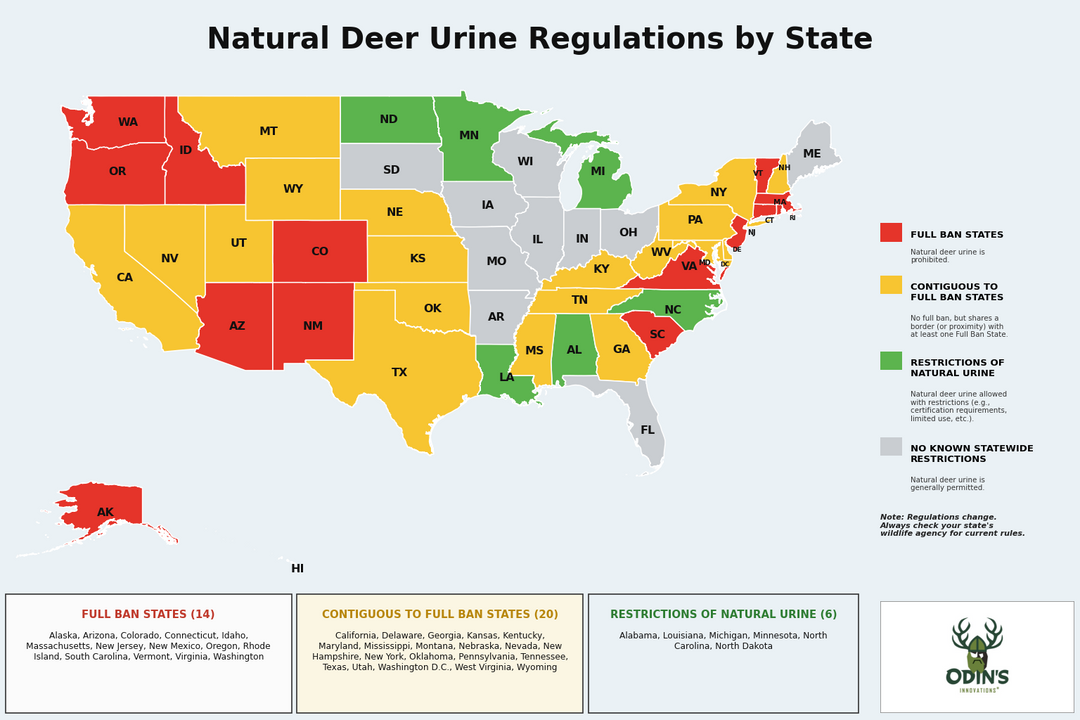 More states have banned the use of natural cervid urine - Map as of September 2026